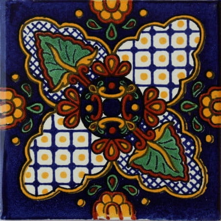 6x6 Alaraz Talavera Mexican Tile, Set of 4 pcs