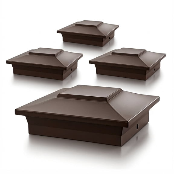 6x6 Aluminum Post Cap - Fits 6"x6", 5.5"x5.5", and 5"x5" Posts - Brown (Set of 4)