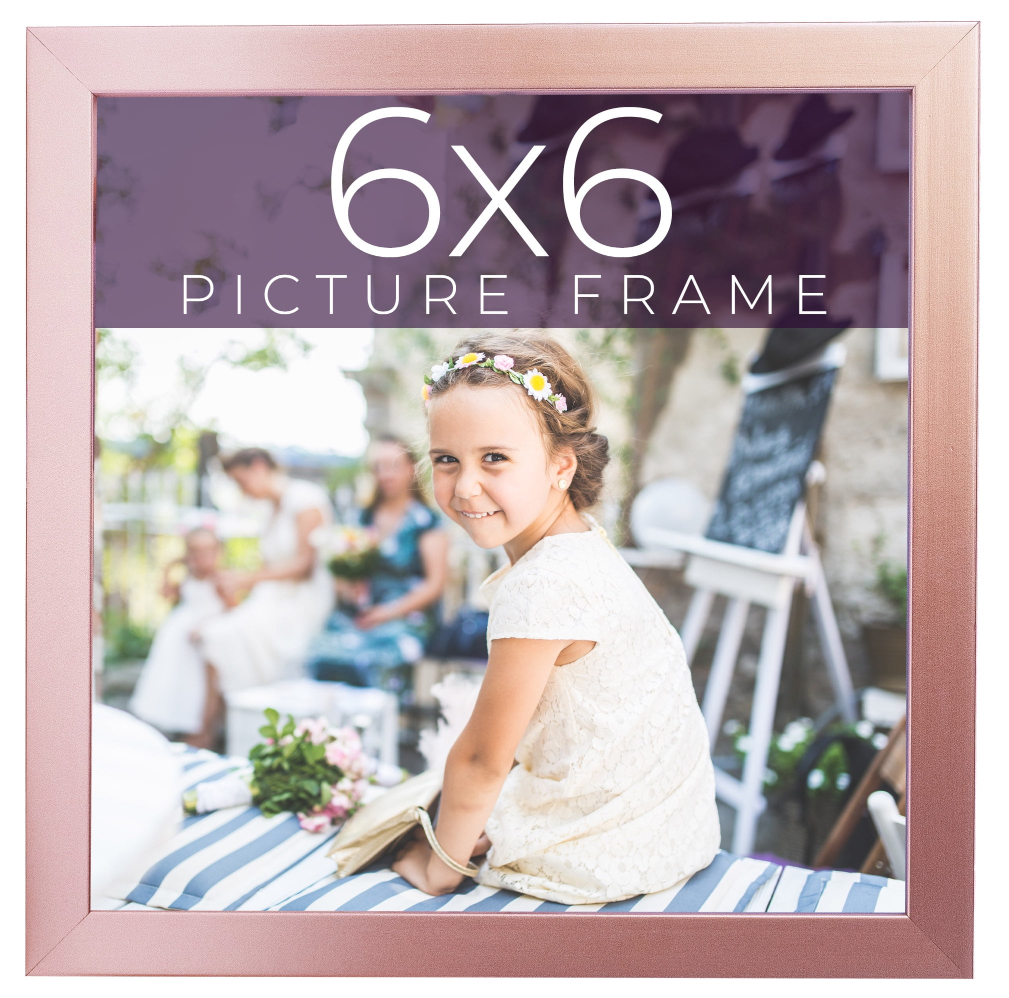 6x10 Annie Rose Gold Picture Frame - Contemporary Picture Frame Complete  With UV Acrylic, Foam