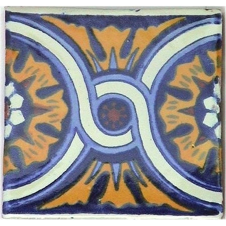6x6 Chain Talavera Mexican Tile, Set of 4 pcs