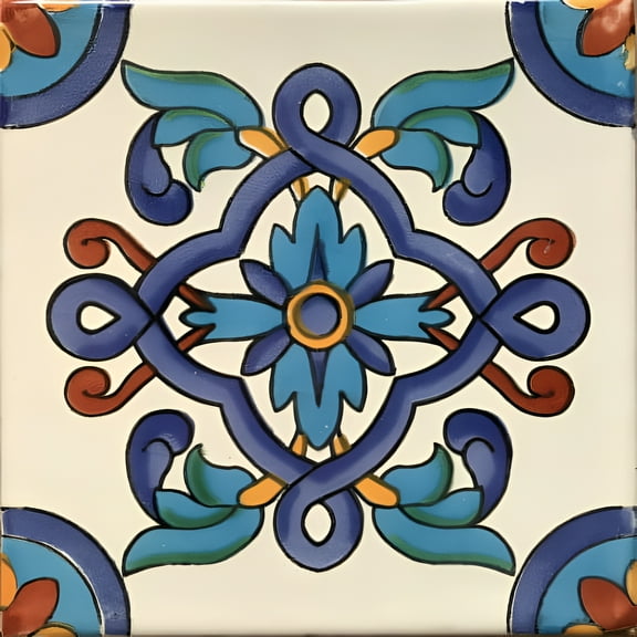 6x6 Cordoba Talavera Mexican Tile, Set of 4 pcs