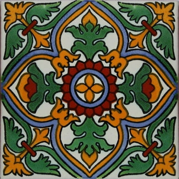 6x6 Coria Talavera Mexican Tile, Set of 4 pcs