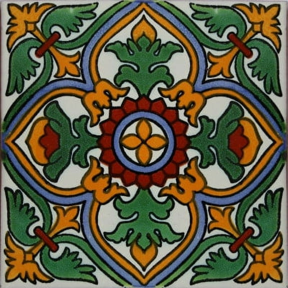 6x6 Coria Talavera Mexican Tile, Set of 4 pcs