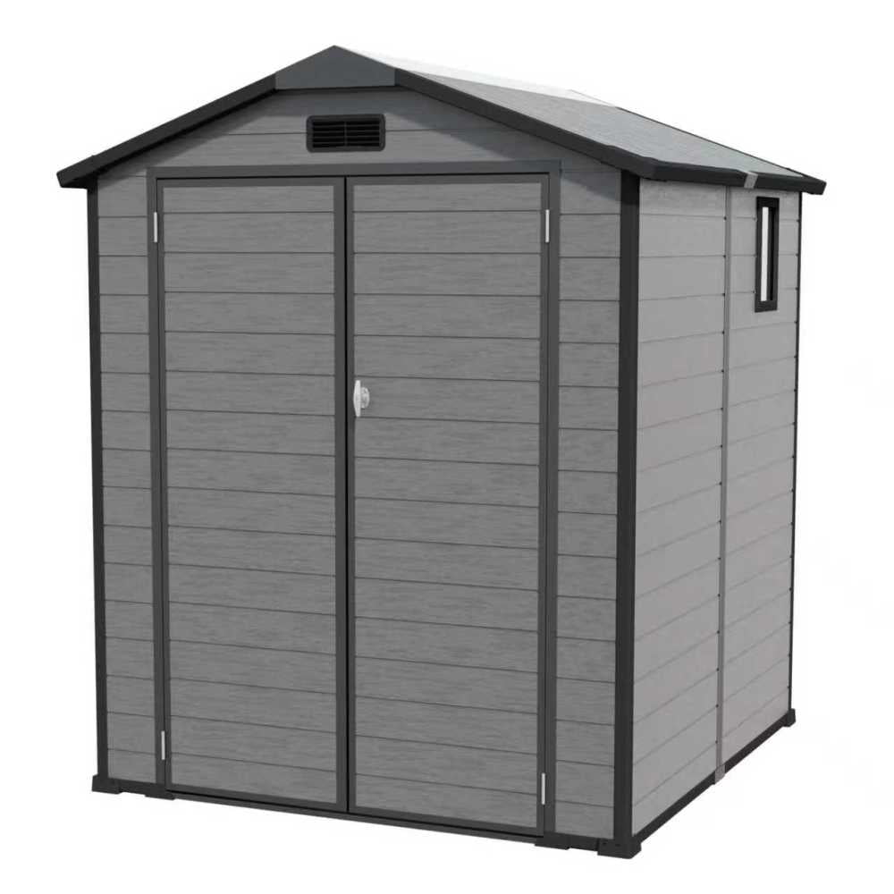 6x6 FT Plastic Shed with Floor & Window, Lockable Resin Outdoor Storage, All-Weather Garden Tool Shed, Easy Setup