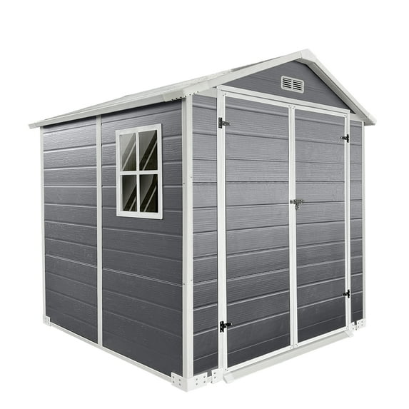 6x6 FT Waterproof Plastic Storage Shed - Includes Floor, Lockable Door & UV-Resistant Vents with Aluminum Frame