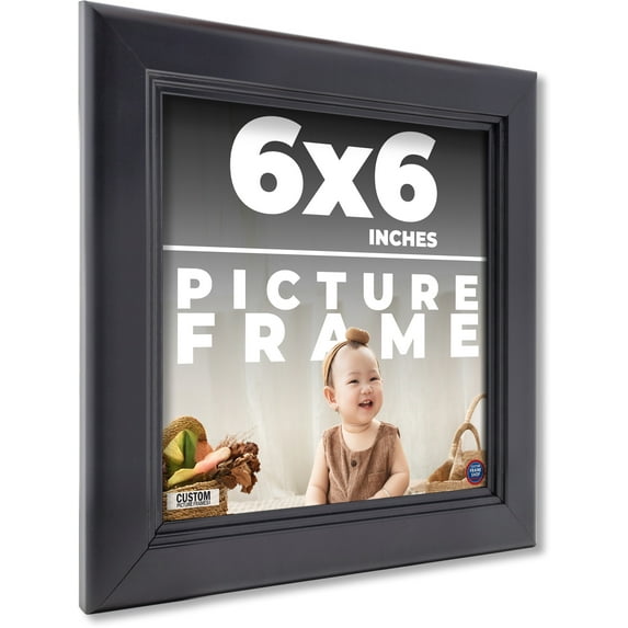 6x6 Frame Black Passaggi Solid Wood Picture Frame Width 1.5 Inches | Interior Frame Depth 0.5
