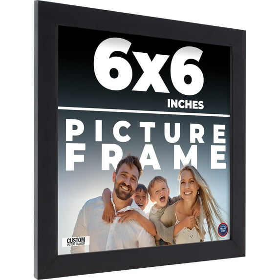 6x6 Frame Black Real Wood Picture Frame Width 0.75 inches | Interior Frame Depth 0.5 inches | Black