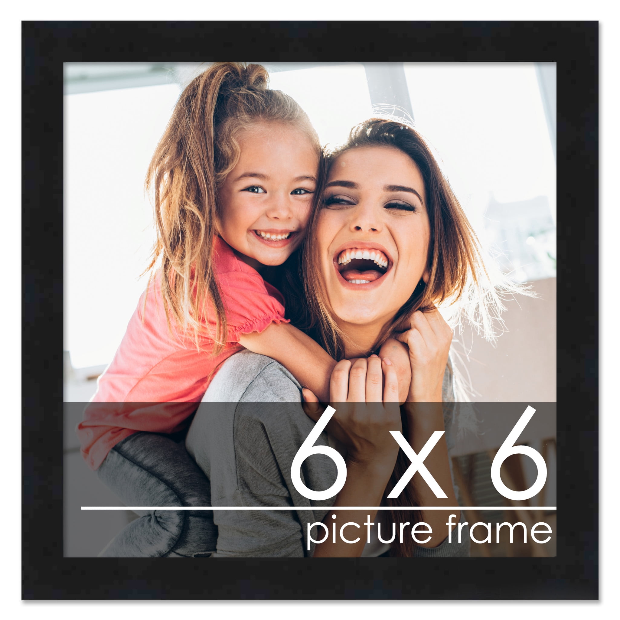 6x6 Frame Black Wood Picture Square Frame - Picture Frame Includes UV ...