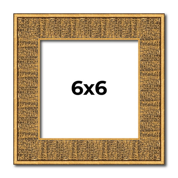 6x6 Frame Black and Gold Distressed Solid Wood Sonoma Picture Frame | 1.625 Inch Moulding Width |