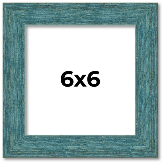 6x6 Frame Blue Rustic Barnwood Solid Wood Picture Frame Width 1.25 Inches | Interior Depth 0.5