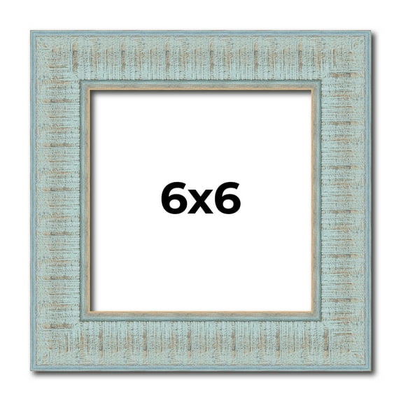 6x6 Frame Blue Teal Distressed Solid Wood Picture Frame | 1.625 Inch Moulding Width | Sonoma Blue