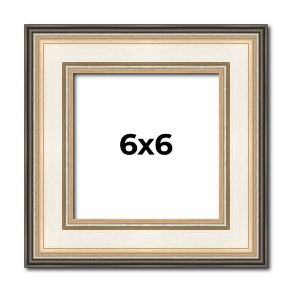 6x6 Frame Gold Silver Plein Aire 2" Inch Wide Moulding Solid Wood Picture Frame | Modena Collection
