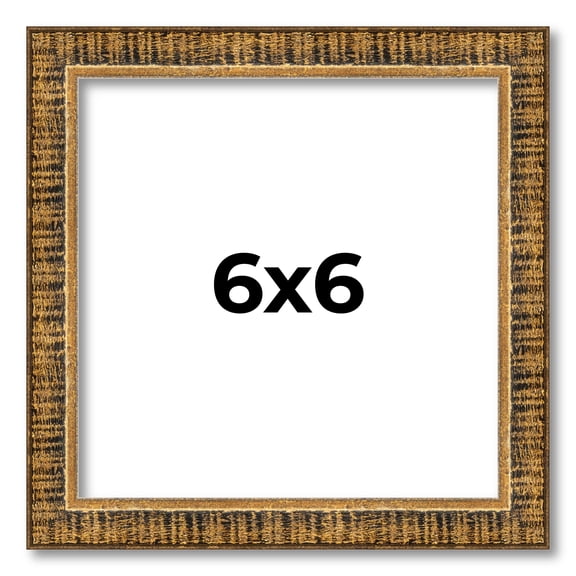 6x6 Frame Gold Solid Wood Picture Frame Includes UV Acrylic Plexiglass, Acid Free Foam Backing