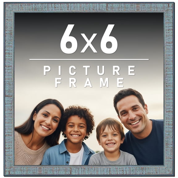 6x6 Frame Rustic Sky Blue Solid Wood Picture Frame | 0.75 Inch Moulding Width |Includes UV Acrylic