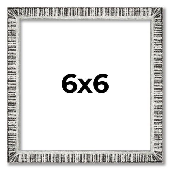6x6 Frame Silver Grey Distressed Solid Wood Picture Frame | 0.75 Inch Moulding Width | Interior