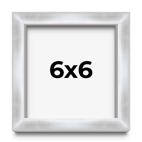 6x6 Frame Silver Whitewashed Wood Grain Solid Wood Shadow Box | 0.75 Inch Moulding Width | 0.75