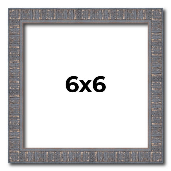 6x6 Frame Slate Blue Distressed Rustic Solid Wood Picture Frame | 0.75 Inch Moulding Width |