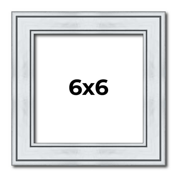 6x6 Frame Sterling Silver Solid Wood Picture Frame | 1.25 Inch Moulding Width | 0.75 Inch Interior