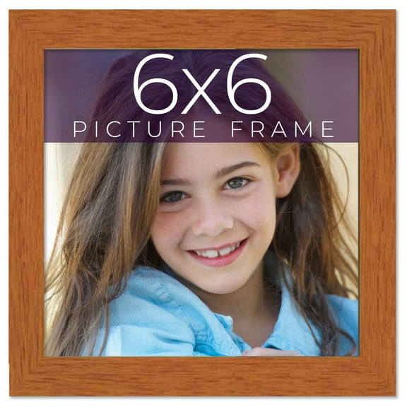 6x6 Honey Brown Real Wood Picture Frame Width 0.75 inches | Interior Frame Depth 0.5 inches | Warm