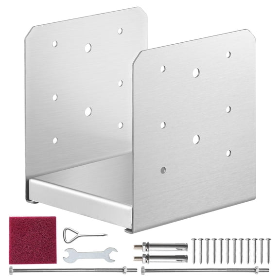6x6 Inch Adjustable Post Base 1Pcs Stainless Steel Anchor Bracket Internal 5.9x5.5 Inch for Pavilion Deck Porch Handrail Railing Support