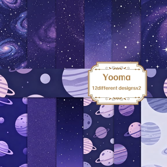 6x6 Inch Cosmic Nebula Pattern Paper, 24 Sheets Starry Night Decorative Paper for Scrapbooking, Planner & Art Projects