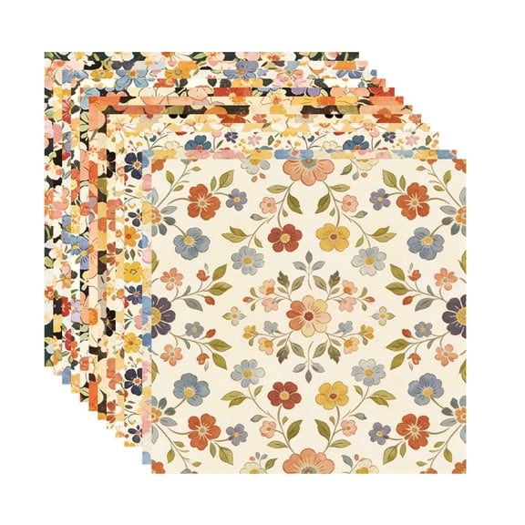6x6 Inch Floral Scrapbook Paper Pad - 24 Sheets (12 Designs) Vintage Flower Pattern Decorative Craft Paper for DIY Card Making, Junk Journal, Gift Wrapping, Scrapbooking & Art Projects