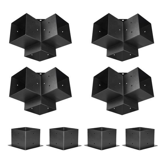6x6 Inch Pergola Bracket Kit 4 Pcs 3 Way Heavy Duty Corner Bracket 5.5x5.5 Inner Size Wooden Beams DIY Post Base Kit Easy Installation for Gazebos Patio Pergolas Log Cabin