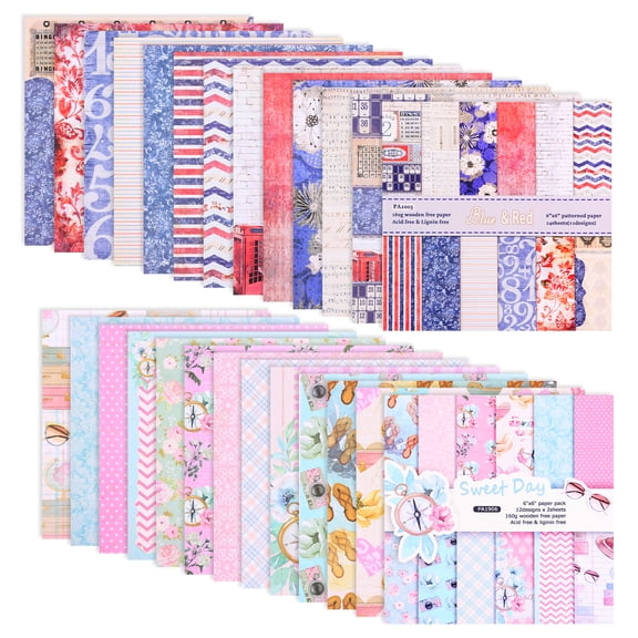 6x6 Inch Scrapbook Paper 48 Sheet Pattern Paper 160gsm Acid Free Cardstock for Scrapbooking Journaling Card Making