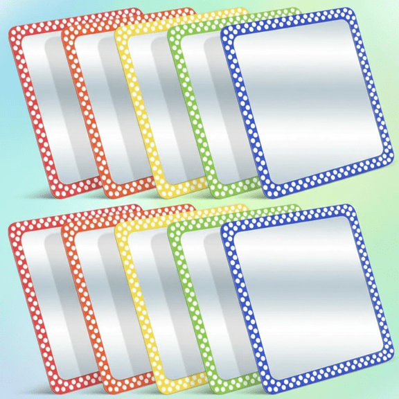 6x6 Inch Unbreakable Shatterproof Acrylic Mirror for Kids, Safe Square Reflection Mirror for Classroom, Preschool, DIY Crafts, Bathroom, Facial Expression Practice (Rainbow Colors)