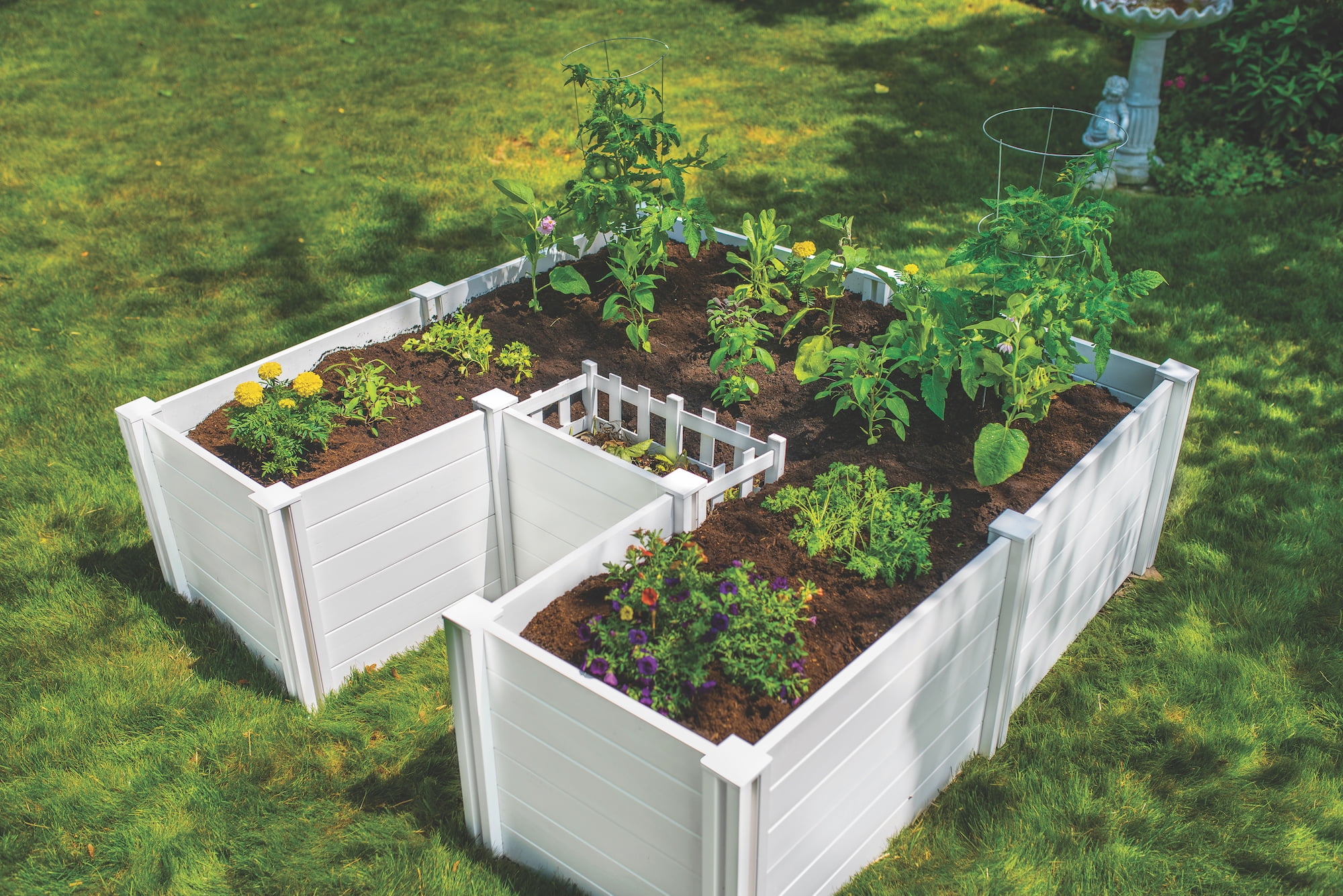 72" White PVC Keyhole Garden Bed and Composter