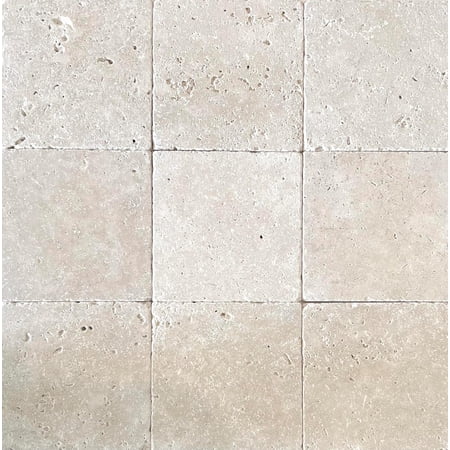 6x6 Light Travertine Tumbled Antiqued Tile Natural Stone (4 Piece Pack)