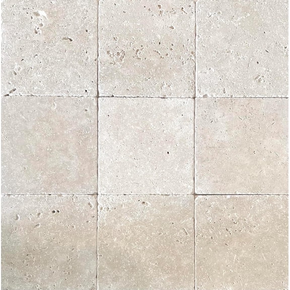 6x6 Light Travertine Tumbled Antiqued Tile Natural Stone (4 Piece Pack)