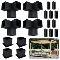 6x6 Pergola Brackets Kit for 8' x 8' DIY 4-Post Pergola for Small Patio - Slatted Roof Pergola System (Lumber Not Included)