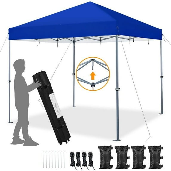 6x6 Pop Up Canopy Easy Set-up Tent, Portable Outdoor Canopy Instant Tent, Heavy Duty Commercial Gazebo with Wheeled Carry Bag & 4 Sandbags for Home, Party & Outdoor Activities