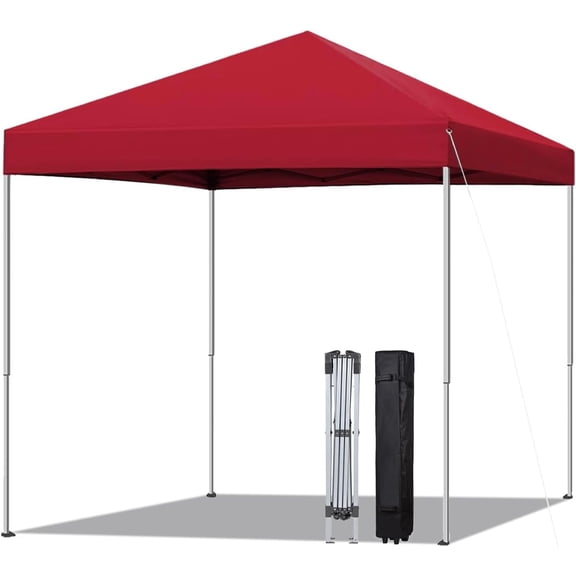 6x6 Pop Up Canopy Tent, Easy Setup Canopy for Outdoor Shades (Red)