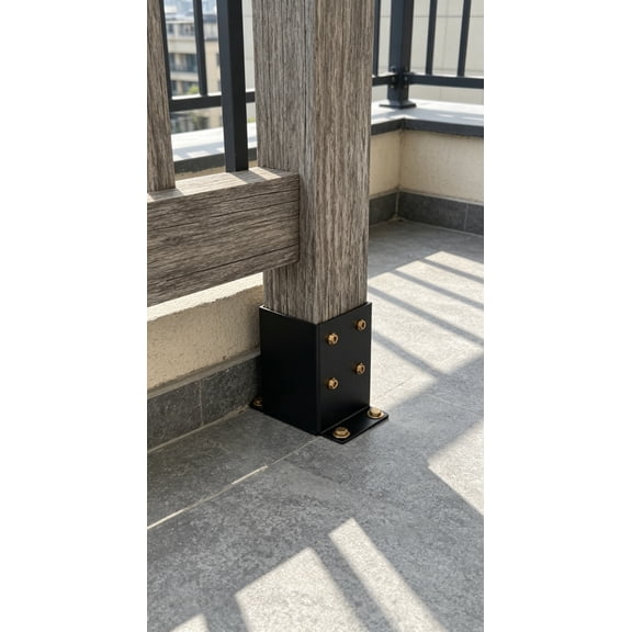 6x6 Post Base 2PCS, Inner Size 5.6x5.6 Inch Fence Post Anchor, Rust-Proof 13 Gauge Heavy Duty Solid Steel Black Powder-Coated Railing Post Brackets, for Support Deck, Pergola, Includes Screws