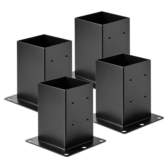 6x6 Post Base 4 Pack 5.6x5.6 Inch 142x142mm Heavy Duty Carbon Steel Black Deck Railing Support Bracket