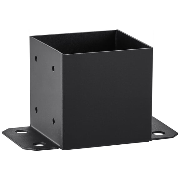 6x6 Post Base 4 Pcs Inner Size 5.6x5.6 Inch Heavy  Powder-Coated Post Anchor Matte Black for Pavilion Deck Railing Support