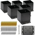 thumbnail image 1 of 6x6 Post Base 6 PCS Post Brackets Inner Size 5.7"x5.7" Heavy Thick Steel Black Powder Coated Post Anchor for Deck Handrail Railing Fence Plate Pergola Support, 1 of 5