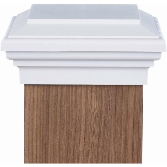 6x6 Post Cap (5.5") (Case of 6) | White Flat Top Newell Style Square Top for Outdoor Fences, Mailboxes & Decks