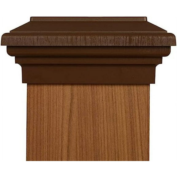 6x6 Post Caps (5.5")(Case of 14) Brown Flat Top Newell Style Square Top for Outdoor Fences, Mailboxes & Decks