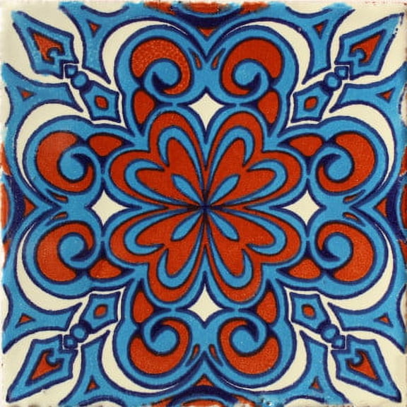 6x6 Rosales Talavera Mexican Tile, Set of 4 pcs