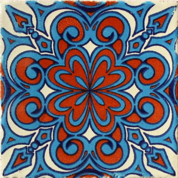 6x6 Rosales Talavera Mexican Tile, Set of 4 pcs