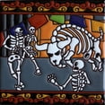 thumbnail image 1 of 6x6 Running of the Bulls. Day-Of-The-Dead Clay Tile, 1 of 1