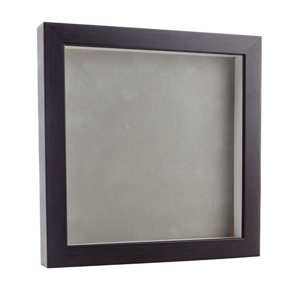 6x6 Shadow Box Frame Brown Walnut Wood | With a 3/4" Usable Display Depth | Includes a Light Grey