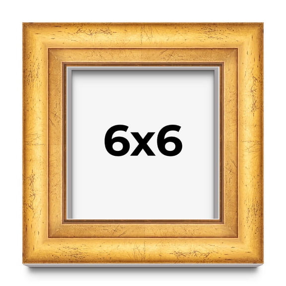 6x6 Shadow Box Frame Gold | 1.75 Inches Deep Real Wood Traditional Shadowbox Display Frame | UV