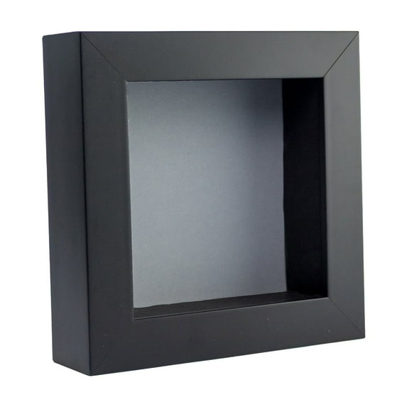 6x6 Shadow Box Frame In Black With A 1 3/4" Usable Depth Includes Grey Acid-Free Backing, UV
