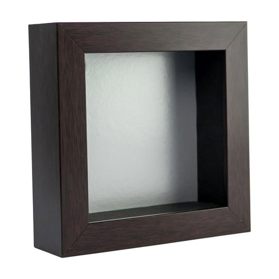 6x6 Shadow Box Frame In Brown With A 1 3/4" Usable Depth Includes Silver Acid-Free Backing, UV