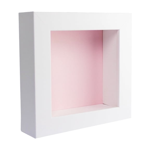 6x6 Shadow Box Frame In White With A 1 3/4" Usable Depth Includes Light Pink Acid-Free Backing, UV