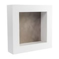 thumbnail image 1 of 6x6 Shadow Box Frame In White With A 1 3/4" Usable Depth Includes Smoke Suede Acid-Free Backing, UV, 1 of 6